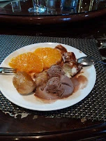Dessert Schokoeis Gebackene Bananen Und Orangenscheiben
